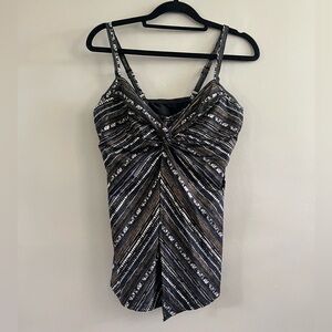 Miraclesuit Swim‎ Top Tankini Size 10 Black Gold
